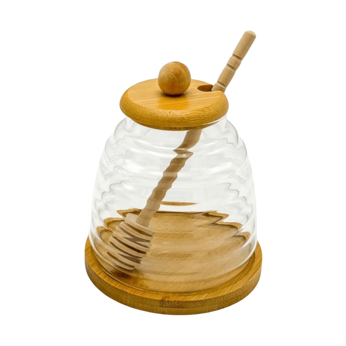 Dispensador de Miel Vidrio + Bamboo Grande