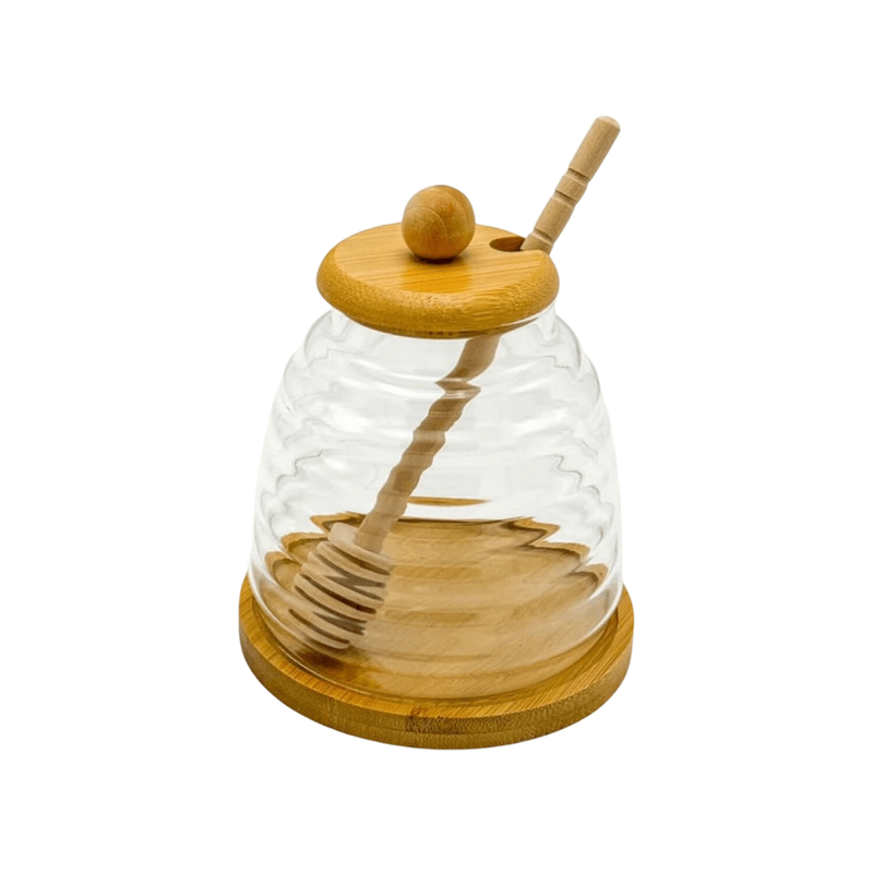 Dispensador de Miel Vidrio + Bamboo Grande