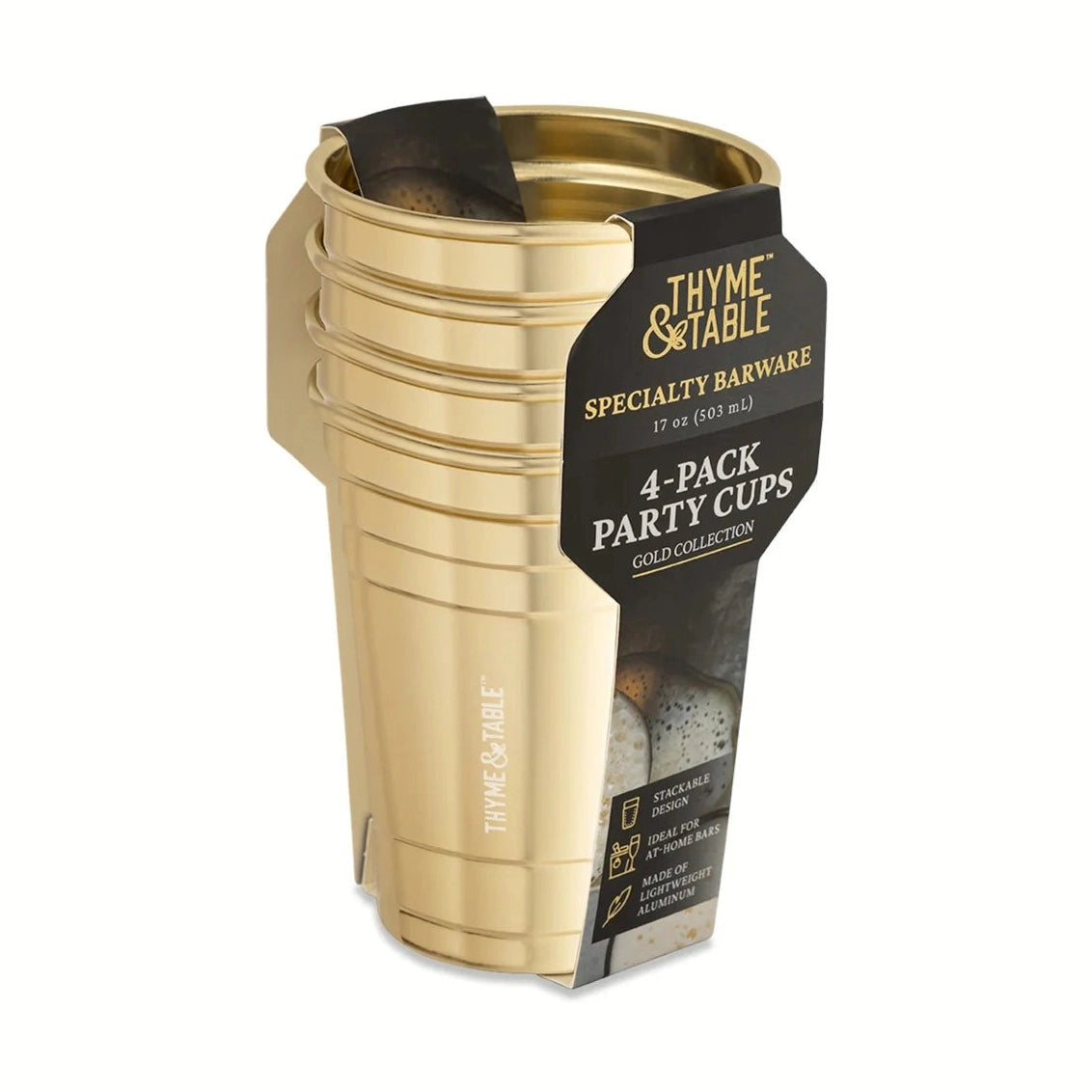 Thyme & Table Tazas de Cóctel Juego de 4 Piezas, Gold