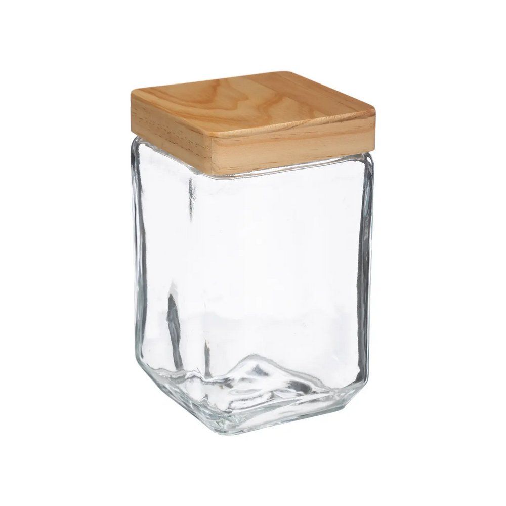 Recipiente de Vidrio Tapa Madera Pequeño 1.25L