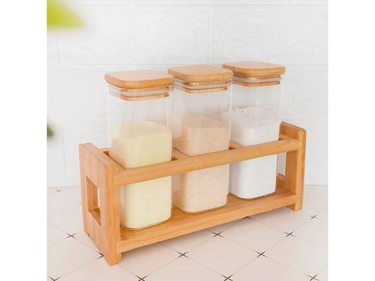 Especiero Organizador Bamboo x3 Frascos Altos