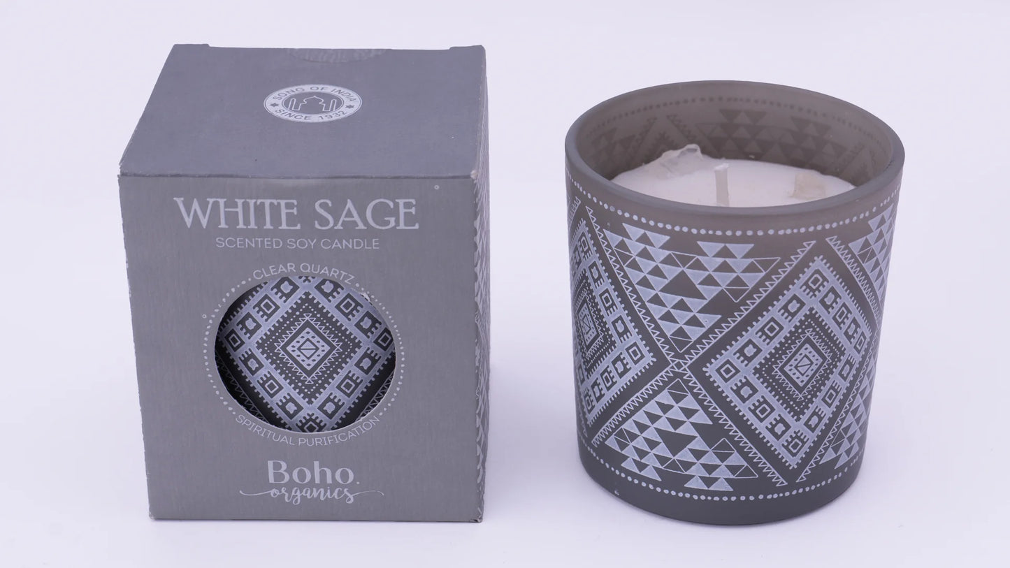 Vela Aromática Orgánica Boho 120 g con Piedras Energéticas
