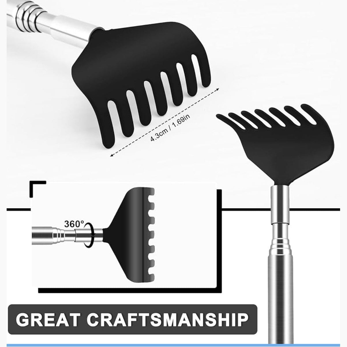 Rascador Extendible Negro  - Black Claw Back Scratcher Extendable