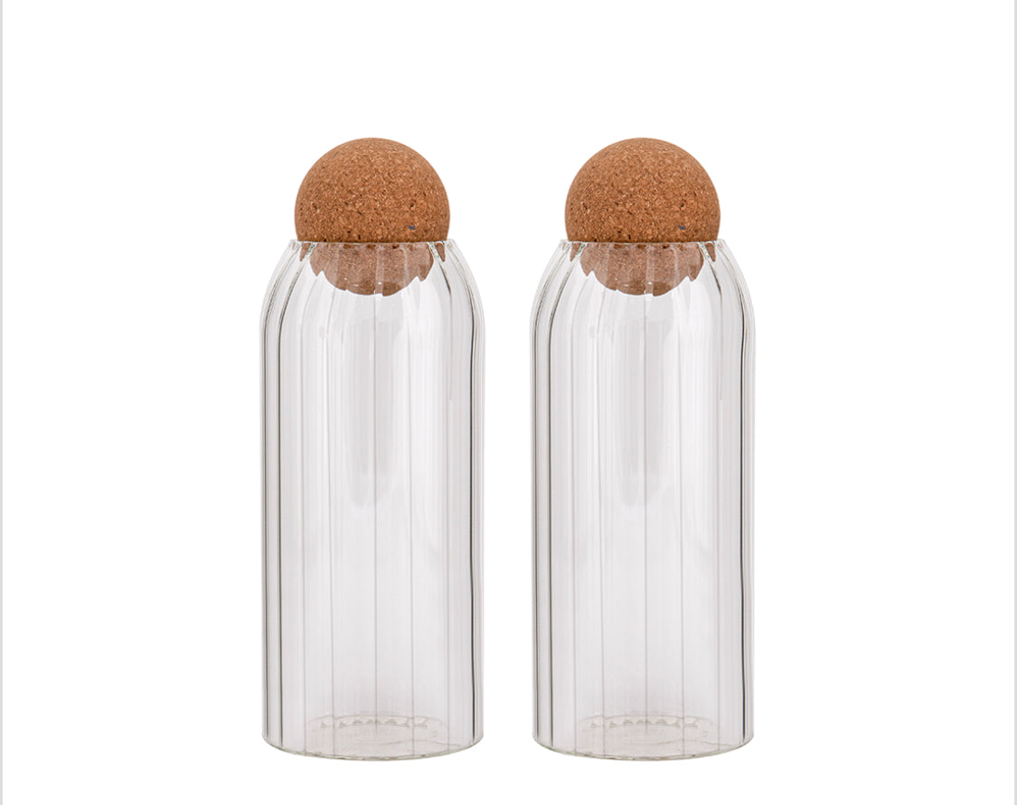 Frasco de Vidrio Borosilicato Grande Tapa Bola Corcho 1100ml