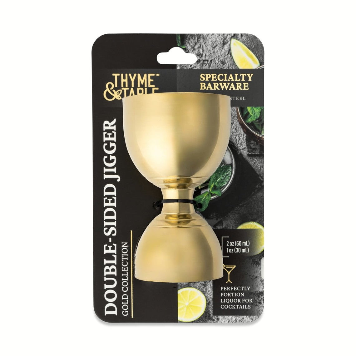 Thyme & Table Gold Double-Sided 2oz & 1oz Jigger