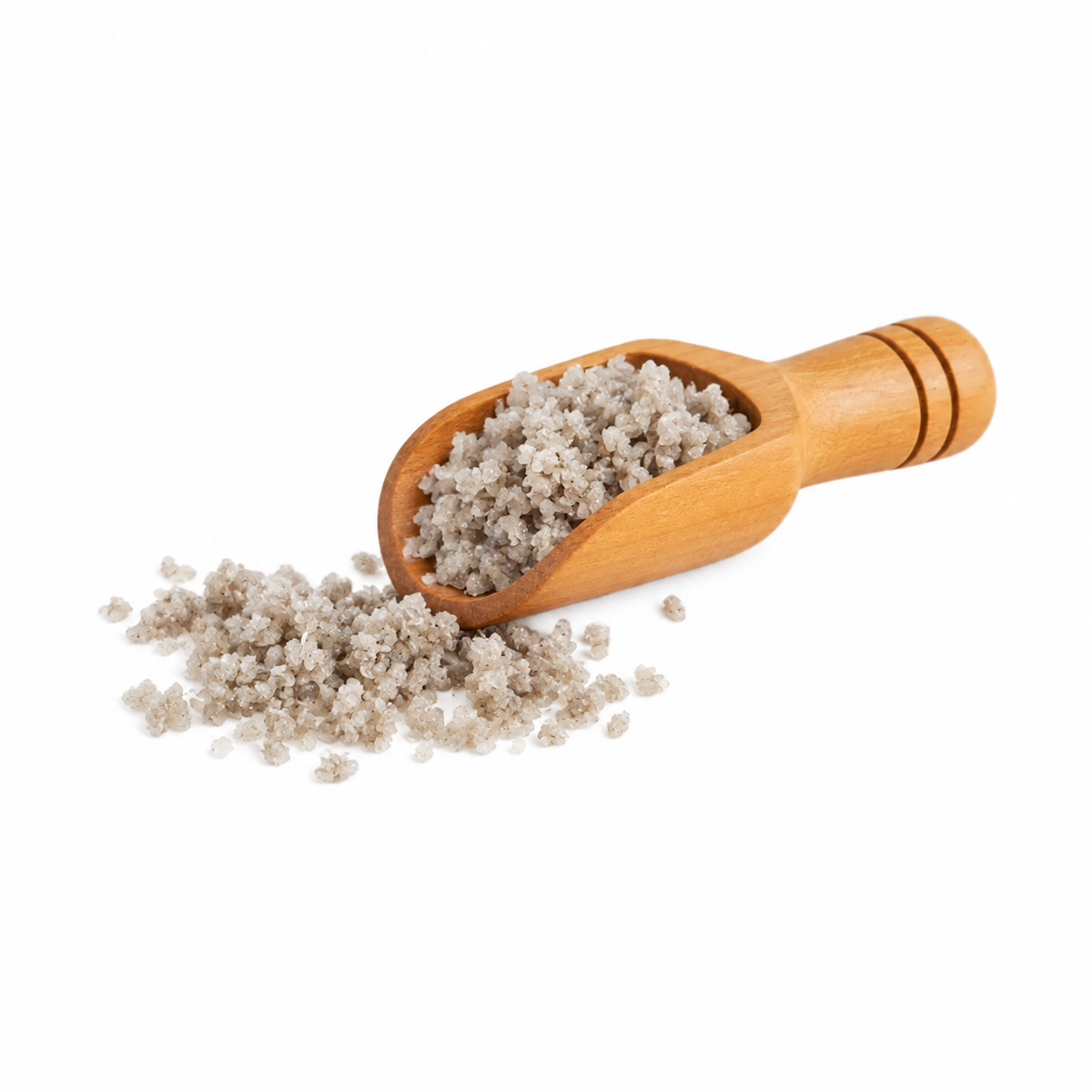 Sal marina gris de Francia en cucharita de madera